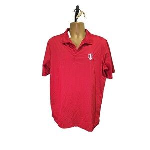 Indiana University Hoosiers Shirt Mens Large Red Antigua Polo Embroidered Logo